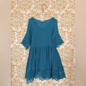 Indigo Soul Lace Dress Teal size Small